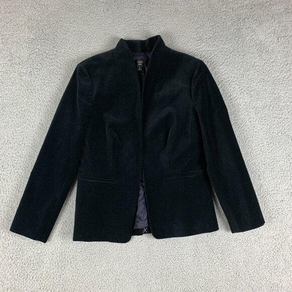 J. Crew 365 Going Out Blazer Jacket Women's 4 Black Velvet Stretch Open Front - Picture 2 of 14